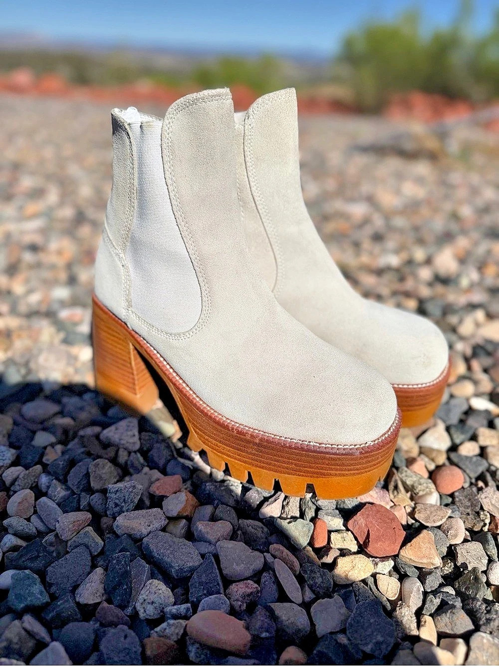Jeffrey Campbell x Free People Preston Platform Boot Bone Suede Lug 10M Y2K Boho